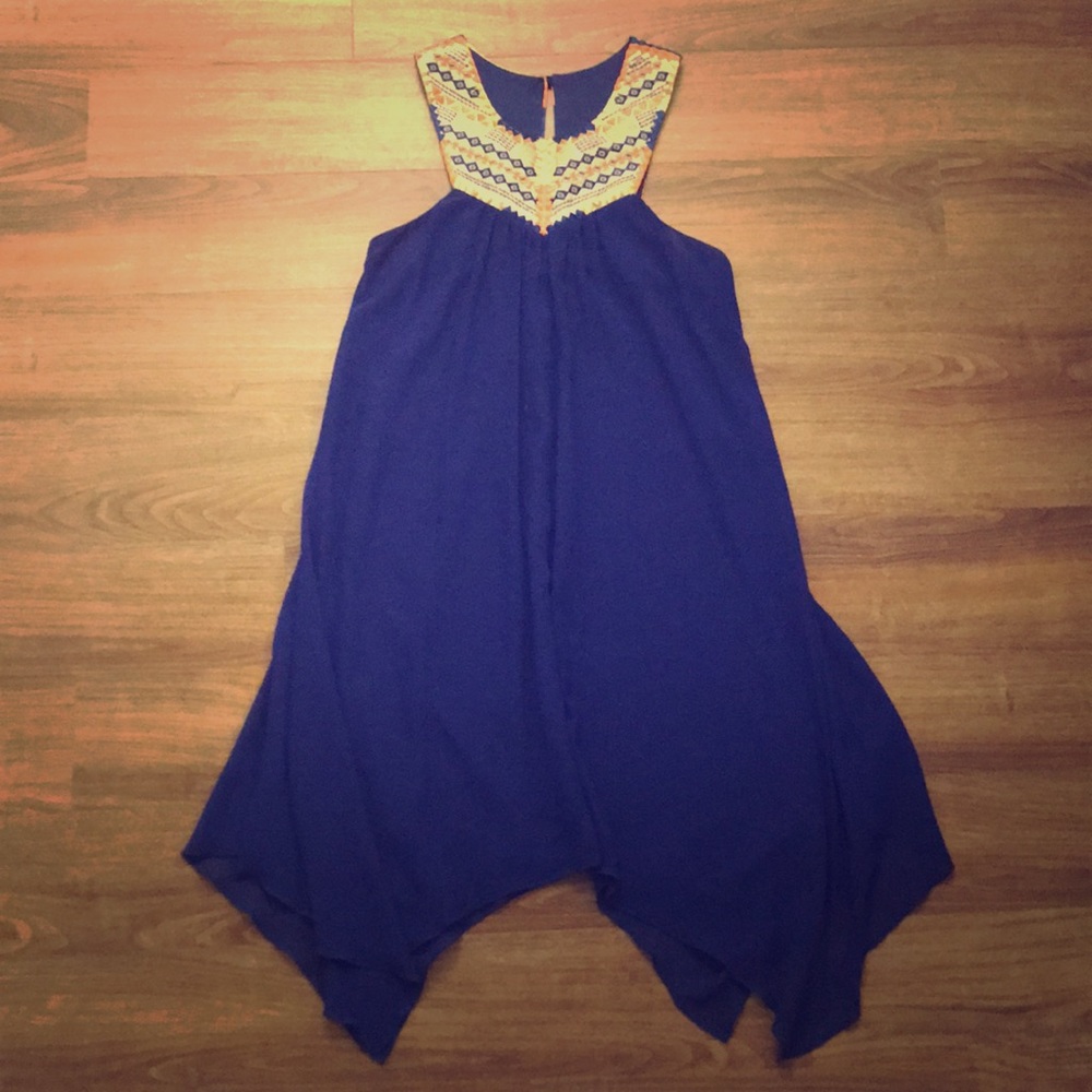 City studio - deep blue asymmetrical dress